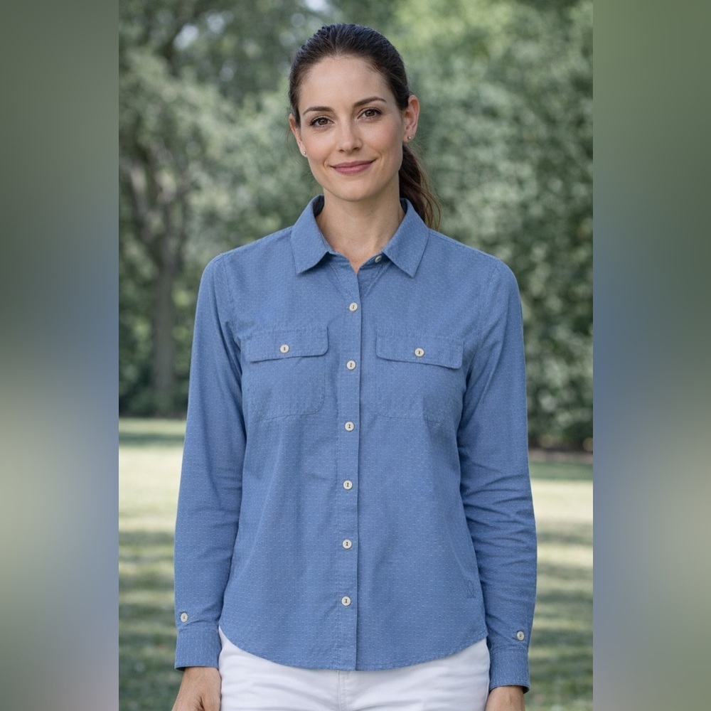 Orvis Women's Light Blue Button-Down Shirt